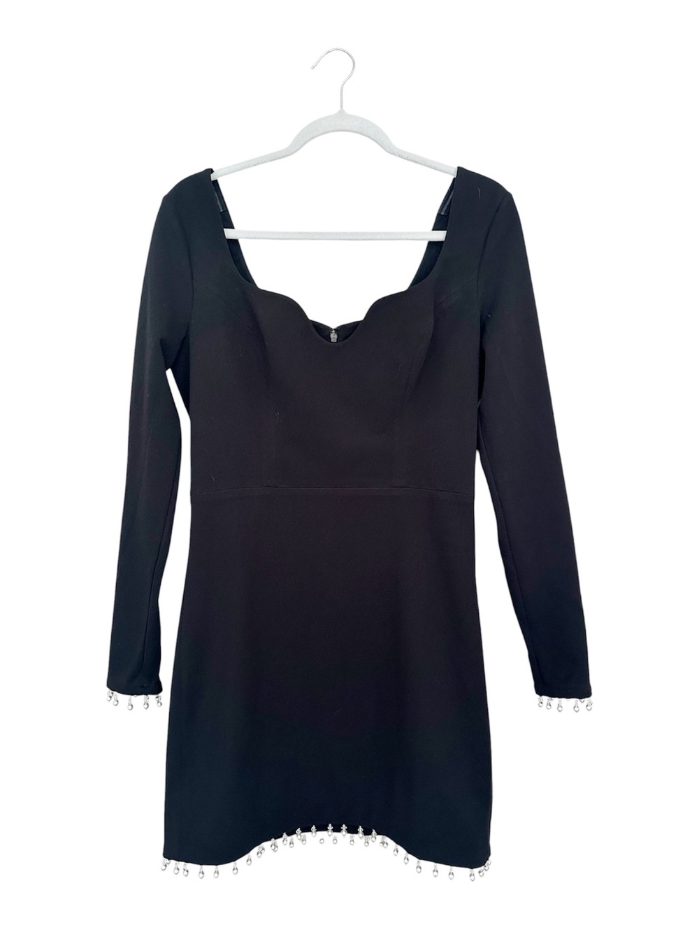 Dress the Population Ronin Dress Black Pearl Drops Long Sleeves Size Medium NWT